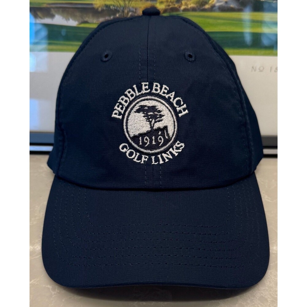Pebble Beach Golf Links - Imperial Golf Hat - Men's Adjustable - Small Fit  Navy
